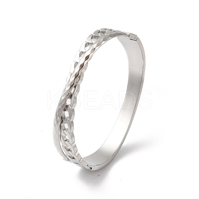 Non-Tarnish Cross 304 Stainless Steel Hollow Hinged Bangles for Women BJEW-I315-19P-1