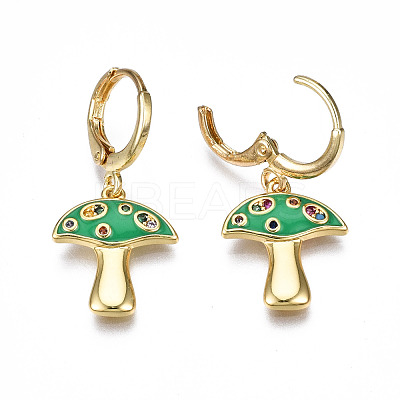 Brass Micro Pave Cubic Zirconia Huggie Hoop Earrings EJEW-T014-32G-NF-1