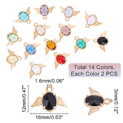28Pcs 14 Colors Faceted Glass Pendants GLAA-PH0001-21-1