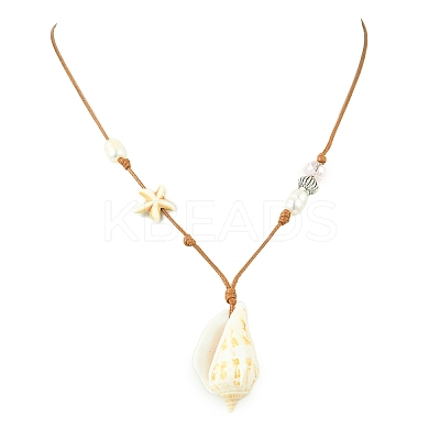 Shell Pendant Necklaces NJEW-TA00179-03-1