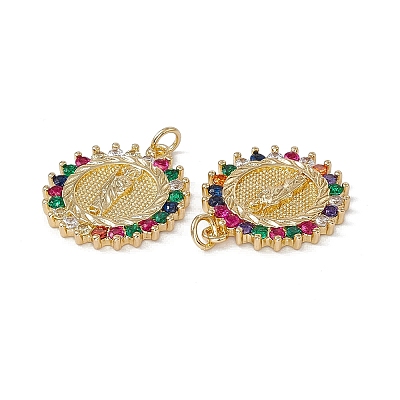 Brass Colorful Cubic Zirconia Pendants KK-E068-VA035-2-1