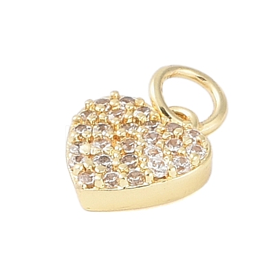 Rack Plating Brass Micro Pave Clear Cubic Zirconia Charms KK-Z060-07G-02-1