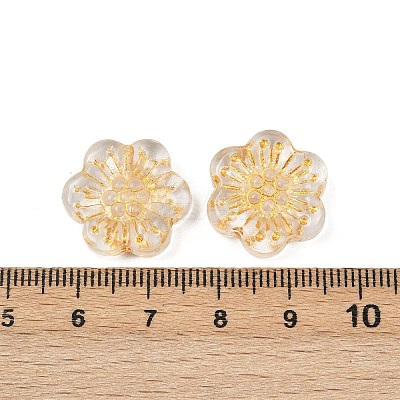 Baking Paint and Golden Metal Enlaced Glass Beads DGLA-T004-09M-1