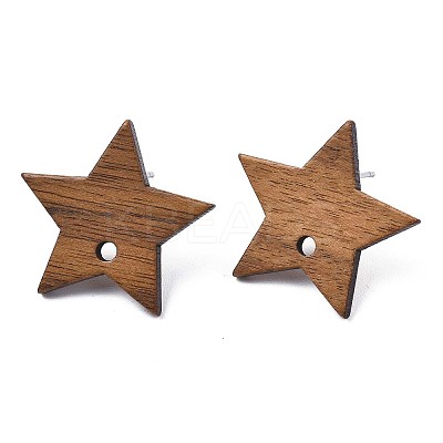 Walnut Wood Stud Earring Findings MAK-N032-050-1
