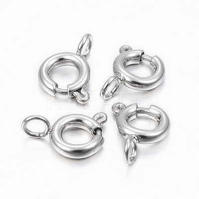 Tarnish Resistant 304 Stainless Steel Smooth Surface Spring Ring Clasps X-STAS-H396-B-02P-1