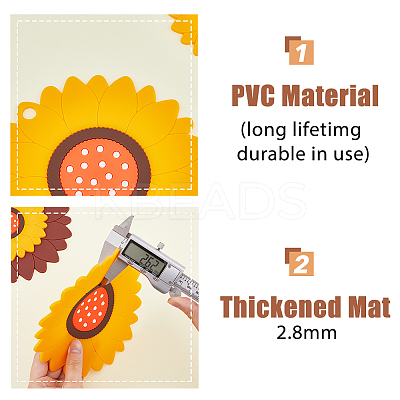 4Pcs 4 Style Sunflower PVC Plastic Hot Pads with Hanging Loop AJEW-HY0001-30-1