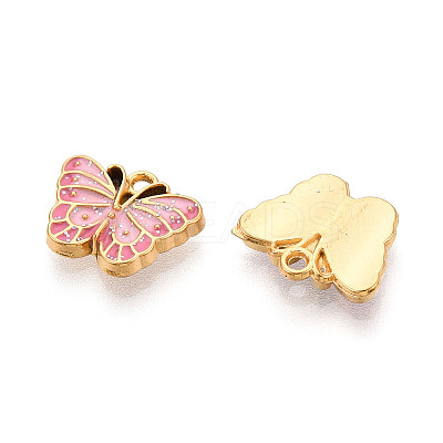 304 Stainless Steel and Enamel Glitter Powder Pendants STAS-T064-85G-01-1