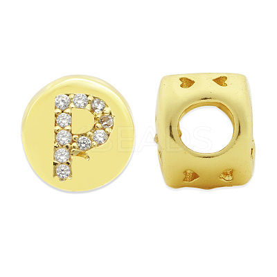 Brass Micro Pave Clear Cubic Zirconia Beads KK-T030-LA843-PX3-1