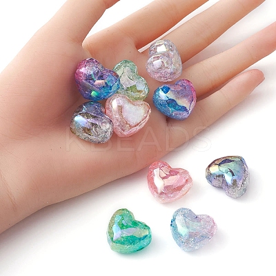 10Pcs 5 Colors Transparent Crackle Acrylic Beads MACR-YW0002-64-1