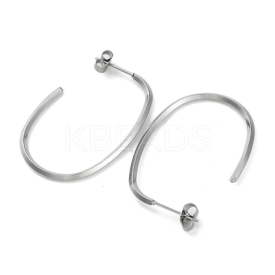304 Stainless Steel Oval Stud Earrings EJEW-K295-02P-1