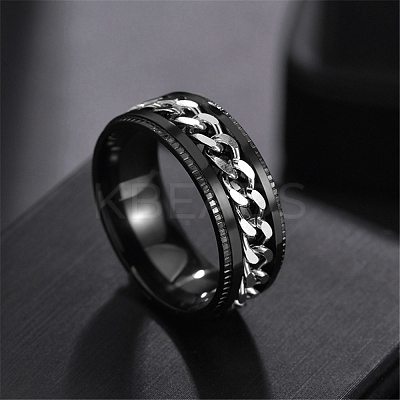 Non-Tarnish Stainless Steel Chains Rotating Finger Ring PW-WG67706-08-1