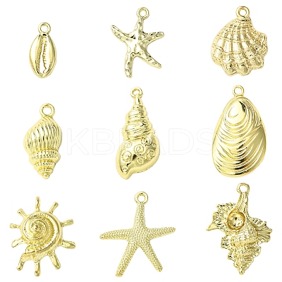 9Pcs 9 Styles Ocean Series Alloy Pendants FIND-FS0003-31-1