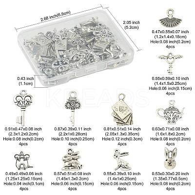 40Pcs 10 Styles Tibetan Style Zinc Alloy Bunny Pendants TIBEP-FS0001-48-1