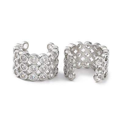 Brass Micro Pave Cubic Zirconia Cuff Earrings for Women EJEW-D088-08P-1