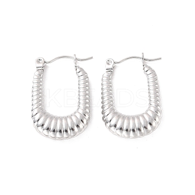 Non-Tarnish 304 Stainless Steel Rectangle Hoop Earrings EJEW-P198-01P-1