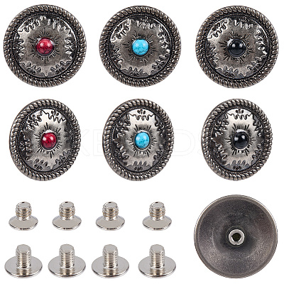 12 Sets 3 Colors Alloy Decorative Rivets BUTT-CP0001-07B-1