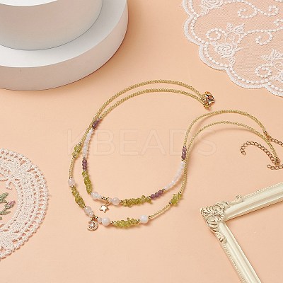 Star & Moon Pendant Necklaces Sets for Women NJEW-JN04128-1