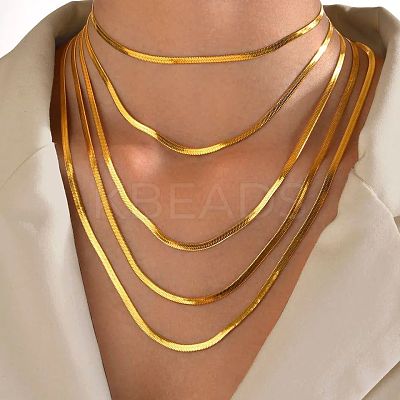 304 Stainless Steel Snake Chain Necklaces for Women WG80FEF-12-1