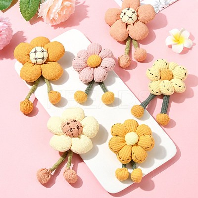 1 Sets 6Pcs 6 Styles Flower Fabric Brooches Mixed Colors ST-CJ0038-001-1