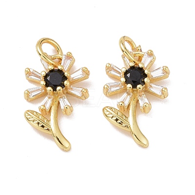 Rack Plating Brass Micro Pave Cubic Zirconia Pendants KK-E033-11G-1
