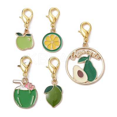 Fruits Alloy Enamel Pendant Decorations HJEW-JM01495-1