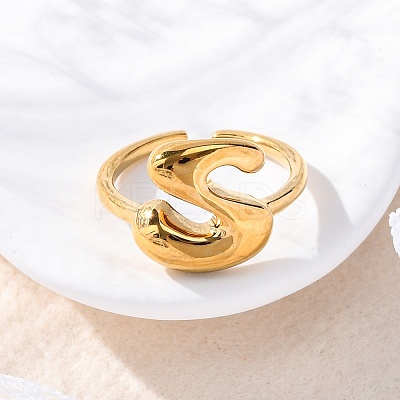 304 Stainless Steel Open Cuff Rings for Women LS-RJEW-M060-01G-19-1