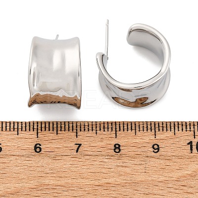 Brass C-Shaped Stud Earrings EJEW-R025-37P-1