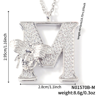 Brass Micro Pave Clear Cubic Zirconia Pendant Necklaces FS-WG7BC7F-10-1