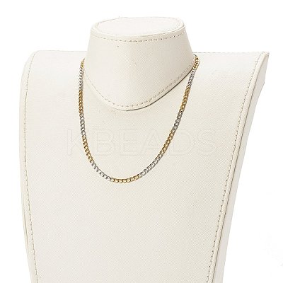 Two Tone 304 Stainless Steel Curb Chain Necklaces X-NJEW-JN03541-1