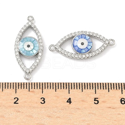 Brass Micro Pave Clear Cubic Zirconia Enamel Horse Eye Connector Charms KK-H534-02P-1