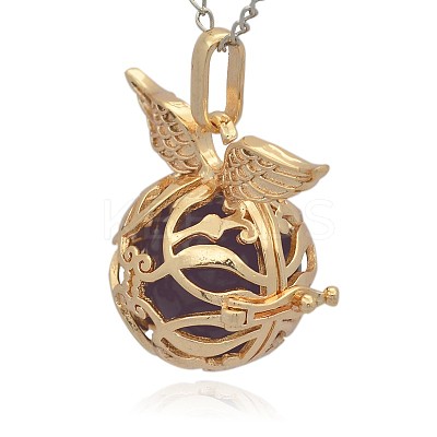Golden Tone Brass Cage Pendants KK-J213-08G-1