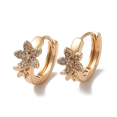 Brass Micro Pave Cubic Zirconia Hoop Earrings EJEW-M238-47KCG-1
