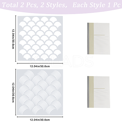 2 sheets 2 styles Mermaid Theme PET Hollow Out Drawing Painting Stencils DIY-GF0009-80-1
