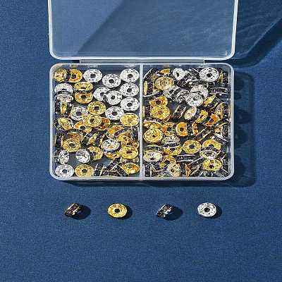 120Pcs 2 Colors Brass Rhinestone Spacer Beads RB-FS0001-05C-1
