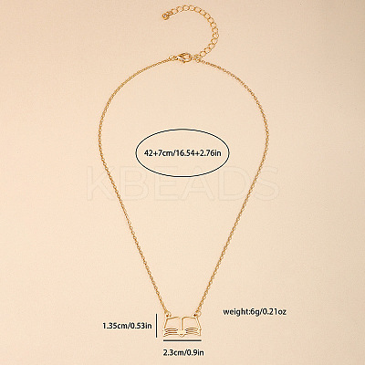 Fashionable Iron Hollow Out Book Pendant Necklaces for Women FS-WG9E5D2-01-1