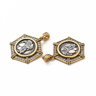 Rack Plating Eco-Friendly Brass Micro Pave Cubic Zirconia Pendants KK-K165-29-1