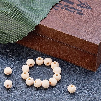Round Unfinished Wood Beads WOOD-PH0008-14-1