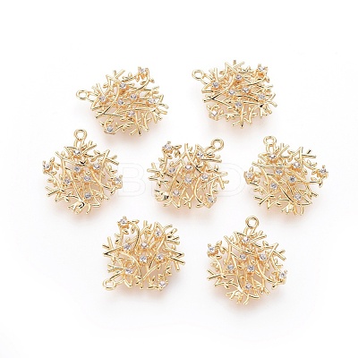 Brass Cubic Zirconia Pendants ZIRC-G151-03G-1