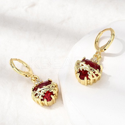 Heart Brass Brass Micro Pave Cubic Zirconia Hoop Earrings EJEW-P333-10A-G-1