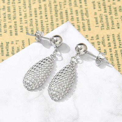 304 Stainless Steel Teardrop Dangle Stud Earrings for Women EJEW-A119-16P-1