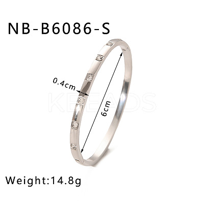 304 Stainless Steel Pave Cubic Zirconia Bangles FS-WG09E60-30-1