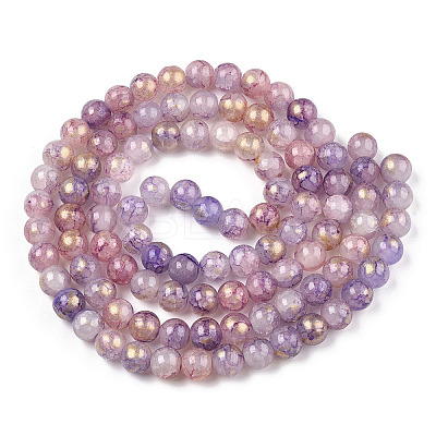 Baking Paint Crackle Glass Bead Strands DGLA-R053-05A-1