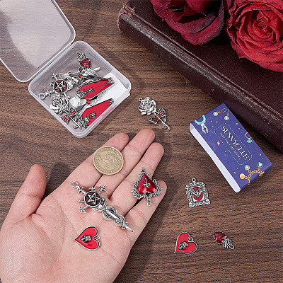 16Pcs 8 Styles Hallowmas Alloy Enamel Pendants ENAM-SC0007-39-1