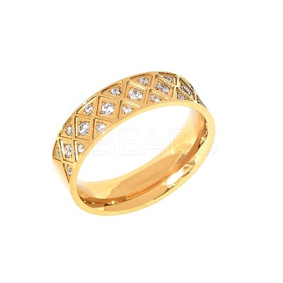 304 Stainless Steel with Clear Cubic Zirconia Finger Rings FS-WG2FC1C-10-1