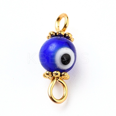 Golden Plated Handmade Lampwork link Connectors PALLOY-JF00544-1