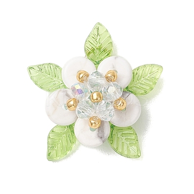 Natural Howlite & Glass Pendants PALLOY-MZ01192-01-1