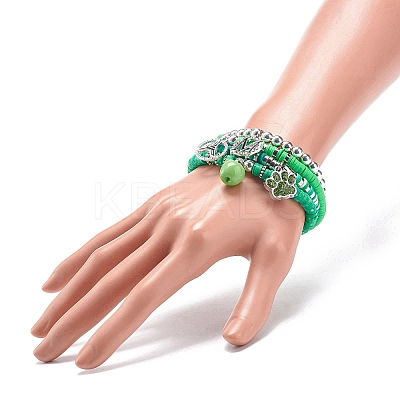 Handmade Polymer Clay Heishi Stretch Bracelet Sets BJEW-JB08767-1