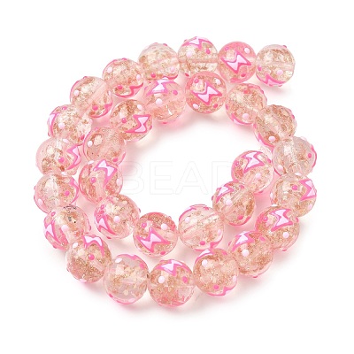 Luminous Handmade Enamel Gold Sand Glass Beads Strands LAMP-U004-08D-1
