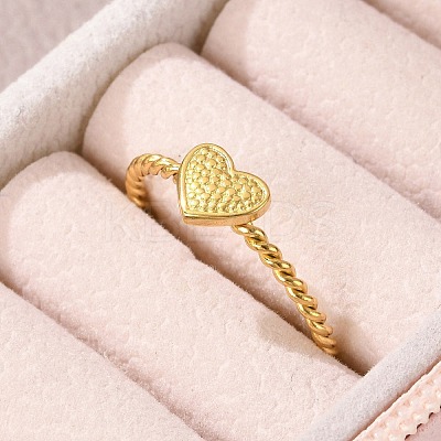 Heart 304 Stainless Steel Open Cuff Rings for Women LS-RJEW-G338-14G-1
