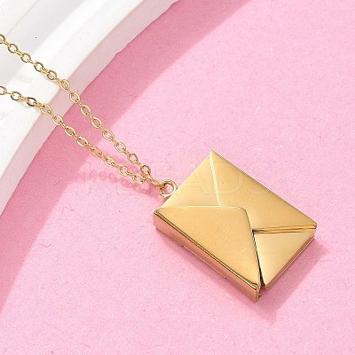 304 Stainless Steel Envolope Pendant Necklaces for Women NJEW-U037-01C-G-1